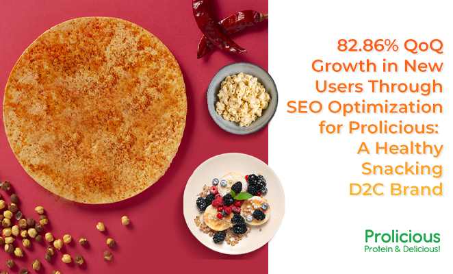 82.86% QoQ Growth in New Users Through SEO Optimization for Prolicious A Healthy Snacking D2C Brand